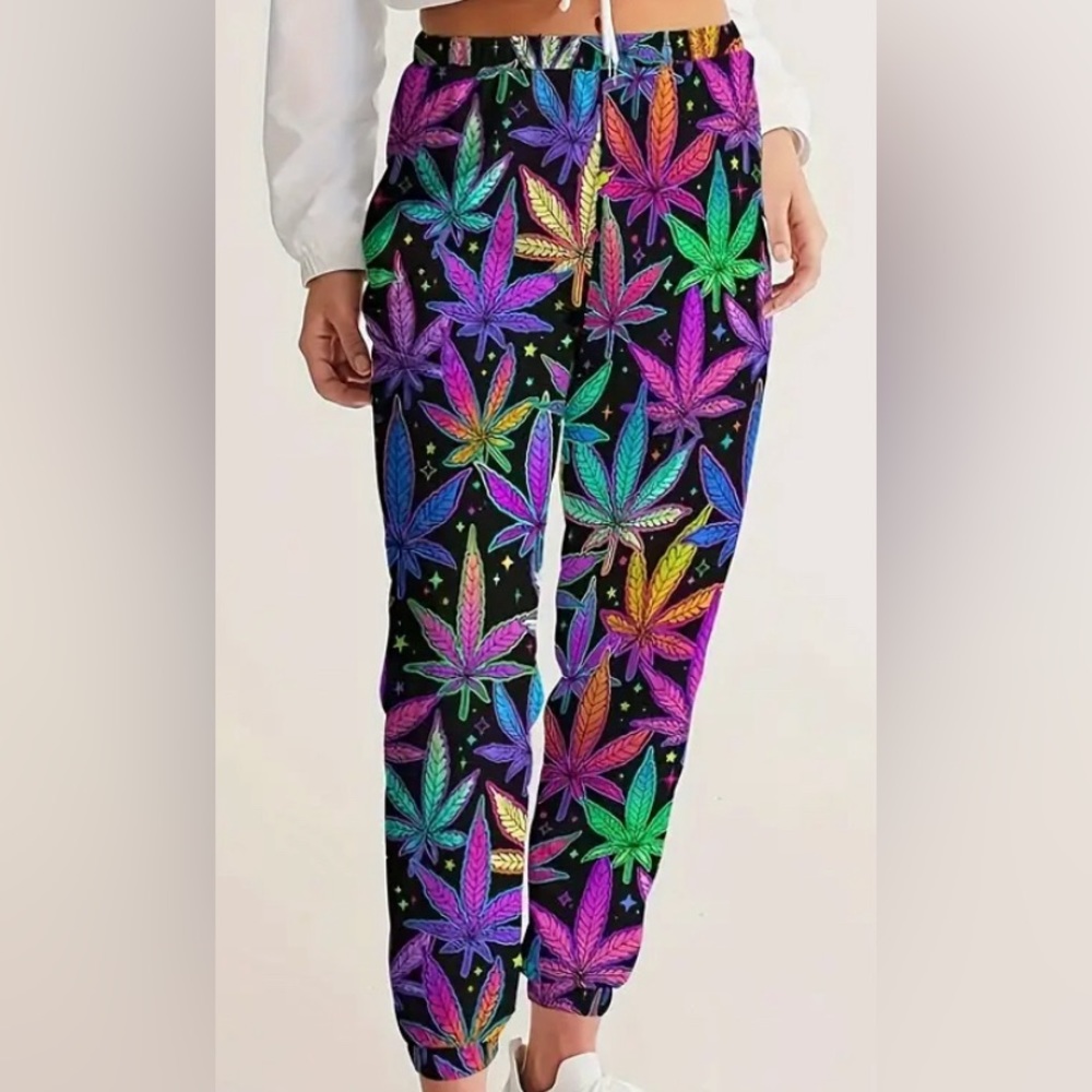 Rainbow Leaves Jogger Pants Size Men’s S Women’s M Never Worn NWOT